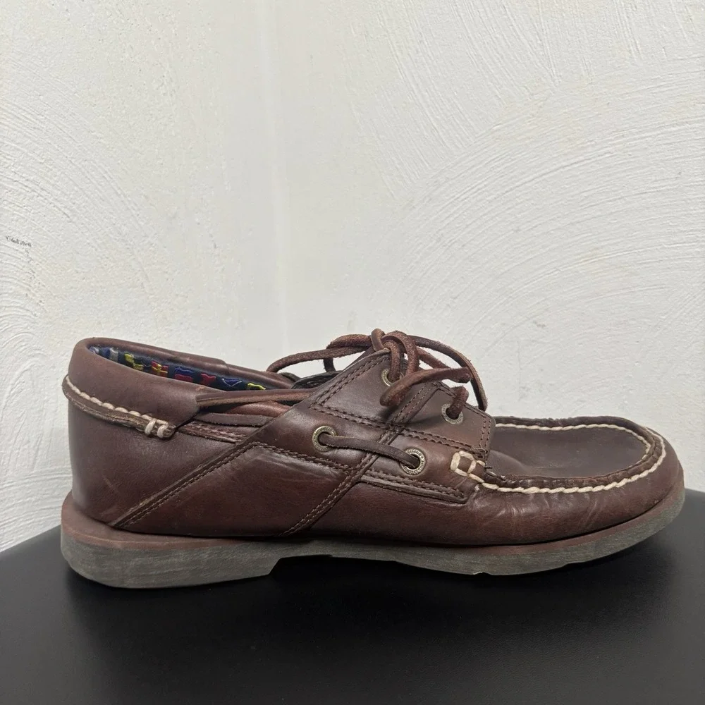Timberland Mens Size 7.5 M Classic 2-Eye Brown Leather Deck‎ Shoes 42510 Frat
